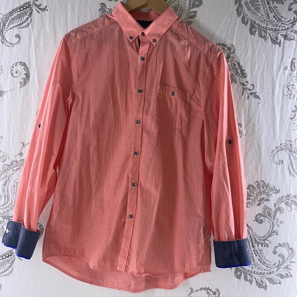 kenneth cole reaction button down shirt Orange And White - Picture 1 of 10